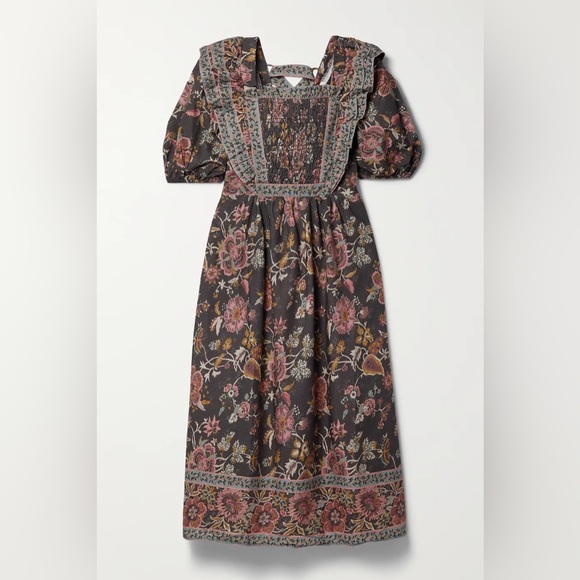 10 ๐ SEA
Tess ruffled smocked floral-print cotton-poplin midi dress - Picture 4 of 6